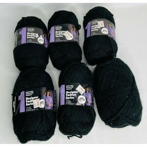 Jack Frost Designer Fashion Series Black Lot of 6 - 1.3/4 oz 120 yards 3 ply NEW